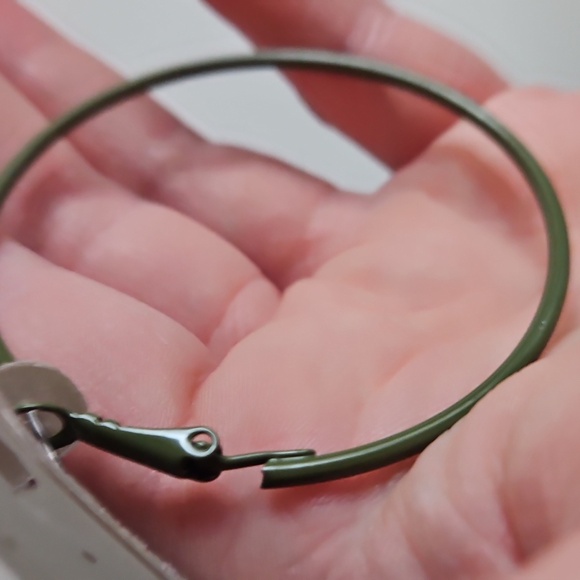 Dark Olive Green 2" Hypo-allergenic Hoop Earrings, NWT! - Picture 2 of 3